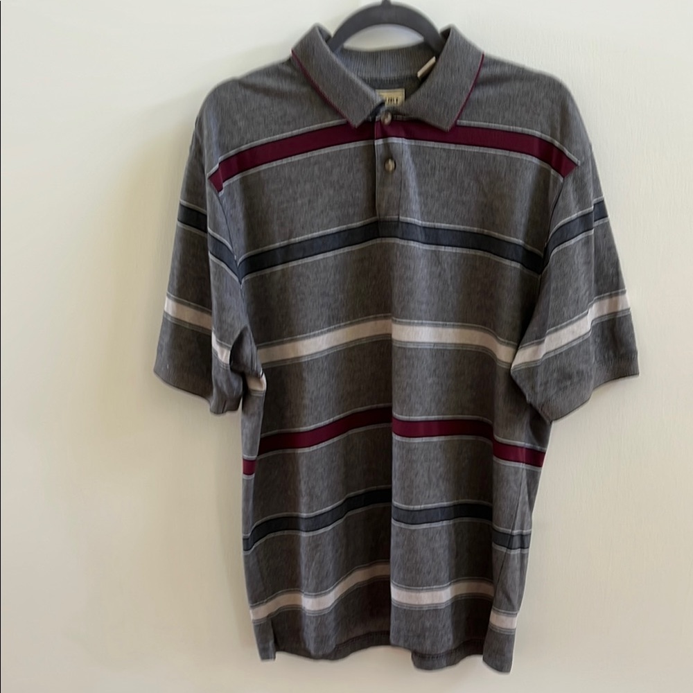 M.E. SPORT L Men’s Short Sleeve Brown Striped Polo